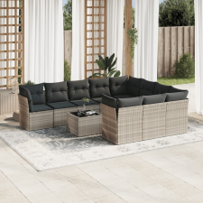 vidaXL 11 részes világosszürke polyrattan kerti ülőgarnitúra párnákkal kerti bútor