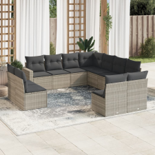 vidaXL 11 részes világosszürke polyrattan kerti ülőgarnitúra párnákkal kerti bútor