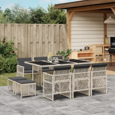 vidaXL 11 részes világosszürke polyrattan kerti ülőgarnitúra párnákkal kerti bútor