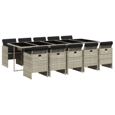 vidaXL 11 részes világosszürke polyrattan kerti ülőgarnitúra párnákkal (3210575) kerti bútor