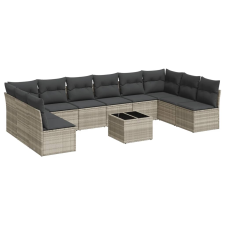 vidaXL 11 részes világosszürke polyrattan kerti ülőgarnitúra párnákkal (3218102) kerti bútor
