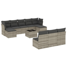 vidaXL 11 részes világosszürke polyrattan kerti ülőgarnitúra párnákkal (3250141) kerti bútor