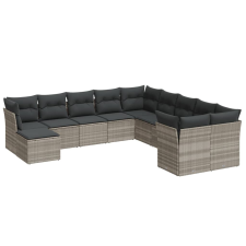 vidaXL 11 részes világosszürke polyrattan kerti ülőgarnitúra párnákkal (3250451) kerti bútor