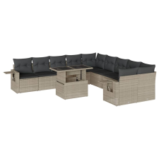 vidaXL 11 részes világosszürke polyrattan kerti ülőgarnitúra párnákkal (3268172) kerti bútor