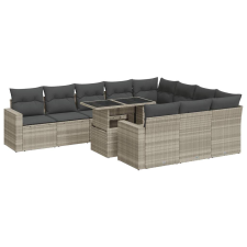 vidaXL 11 részes világosszürke polyrattan kerti ülőgarnitúra párnákkal (3326393) kerti bútor