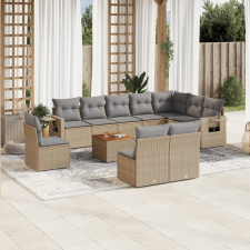 vidaXL 11részes vegyes bézs polyrattan kerti ülőgarnitúra párnákkal kerti bútor