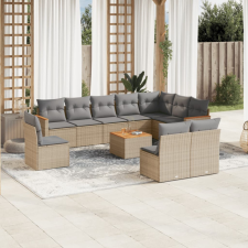 vidaXL 11részes vegyes bézs polyrattan kerti ülőgarnitúra párnákkal kerti bútor