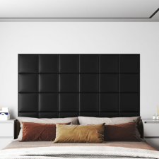 vidaXL 12 db fekete műbőr fali panel 30 x 30 cm 1,08 m² tapéta, díszléc és más dekoráció