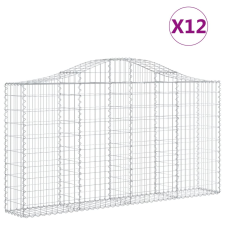 vidaXL 12 db íves horganyzott vas gabion kosár 200x30x100/120 cm (3145440) kerti tárolás