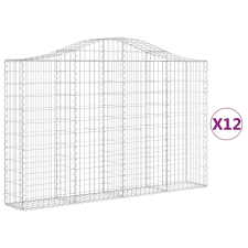 vidaXL 12 db íves horganyzott vas gabion kosár 200x30x120/140 cm (3145461) kerti tárolás