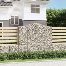 vidaXL 12 db íves horganyzott vas gabion kosár 200x30x180/200 cm kerti tárolás