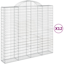 vidaXL 12 db íves horganyzott vas gabion kosár 200x50x180/200 cm (3146414) kerti tárolás