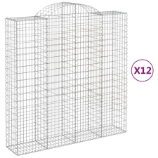 vidaXL 12 db íves horganyzott vas gabion kosár 200x50x200/220 cm (3146435) kerti tárolás