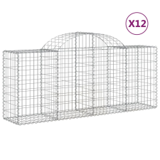 vidaXL 12 db íves horganyzott vas gabion kosár 200x50x80/100 cm (3146309) kerti tárolás