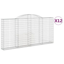 vidaXL 12 db íves horganyzott vas gabion kosár 300x30x140/160 cm (3146567) kerti tárolás