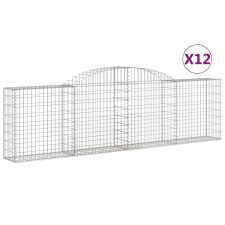 vidaXL 12 db íves horganyzott vas gabion kosár 300x30x80/100 cm (3146513) kerti tárolás