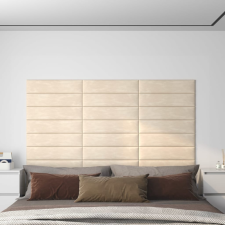 vidaXL 12 db krémfehér bársony fali panel 60x15 cm 1,08 m² építőanyag