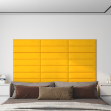 vidaXL 12 db sárga bársony fali panel 60 x 15 cm 1,08 m² dekorburkolat