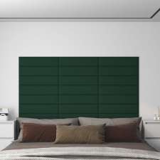 vidaXL 12 db sötétzöld szövet fali panel 60x15 cm 1,08 m² dekorburkolat