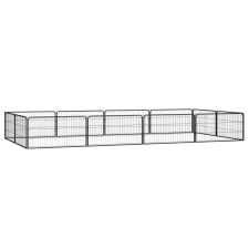 vidaXL 12-paneles fekete porszórt acél kutyakennel 100 x 50 cm szállítóbox, fekhely kutyáknak