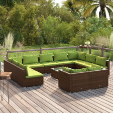 vidaXL 12 részes barna polyrattan kerti ülőgarnitúra párnákkal kerti bútor