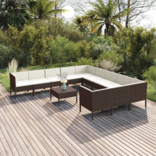 vidaXL 12 részes barna polyrattan kerti ülőgarnitúra párnákkal kerti bútor