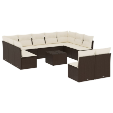 vidaXL 12 részes barna polyrattan kerti ülőgarnitúra párnákkal (3218363) kerti bútor