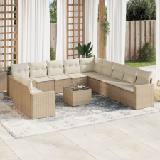 vidaXL 12 részes bézs polyrattan kerti ülőgarnitúra párnákkal kerti bútor