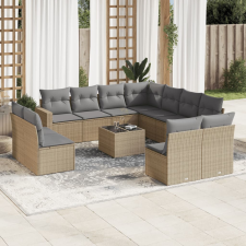 vidaXL 12 részes bézs polyrattan kerti ülőgarnitúra párnákkal kerti bútor