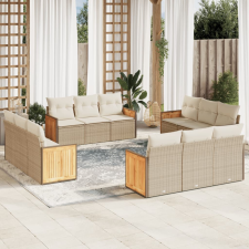 vidaXL 12 részes bézs polyrattan kerti ülőgarnitúra párnákkal kerti bútor