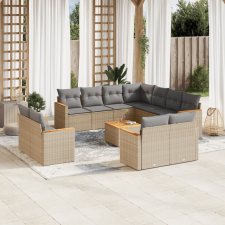 vidaXL 12 részes bézs polyrattan kerti ülőgarnitúra párnákkal kerti bútor