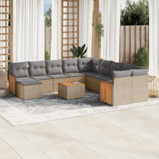 vidaXL 12 részes bézs polyrattan kerti ülőgarnitúra párnákkal kerti bútor