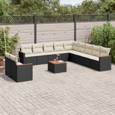 vidaXL 12 részes fekete polyrattan kerti ülőgarnitúra párnákkal kerti bútor