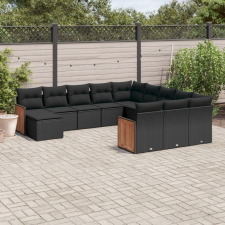 vidaXL 12 részes fekete polyrattan kerti ülőgarnitúra párnákkal kerti bútor