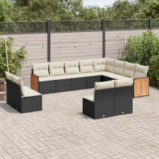 vidaXL 12 részes fekete polyrattan kerti ülőgarnitúra párnákkal kerti bútor