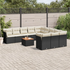 vidaXL 12 részes fekete polyrattan kerti ülőgarnitúra párnákkal kerti bútor