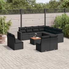 vidaXL 12 részes fekete polyrattan kerti ülőgarnitúra párnákkal kerti bútor