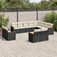 vidaXL 12 részes fekete polyrattan kerti ülőgarnitúra párnákkal kerti bútor
