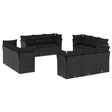 vidaXL 12 részes fekete polyrattan kerti ülőgarnitúra párnákkal (3217325) kerti bútor