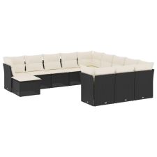 vidaXL 12 részes fekete polyrattan kerti ülőgarnitúra párnákkal (3218626) kerti bútor