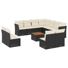 vidaXL 12 részes fekete polyrattan kerti ülőgarnitúra párnákkal (3223704) kerti bútor