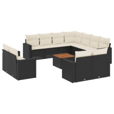 vidaXL 12 részes fekete polyrattan kerti ülőgarnitúra párnákkal (3224383) kerti bútor