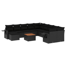 vidaXL 12 részes fekete polyrattan kerti ülőgarnitúra párnákkal (3224858) kerti bútor