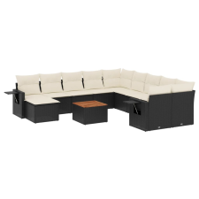 vidaXL 12 részes fekete polyrattan kerti ülőgarnitúra párnákkal (3224859) kerti bútor
