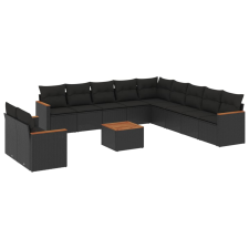 vidaXL 12 részes fekete polyrattan kerti ülőgarnitúra párnákkal (3226132) kerti bútor