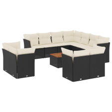 vidaXL 12 részes fekete polyrattan kerti ülőgarnitúra párnákkal (3256273) kerti bútor