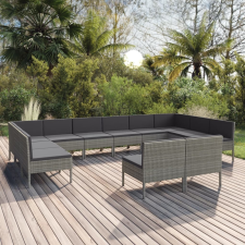 vidaXL 12 részes szürke polyrattan kerti ülőgarnitúra párnákkal kerti bútor