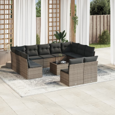 vidaXL 12 részes szürke polyrattan kerti ülőgarnitúra párnákkal kerti bútor