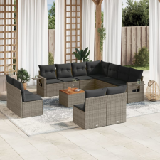 vidaXL 12 részes szürke polyrattan kerti ülőgarnitúra párnákkal kerti bútor