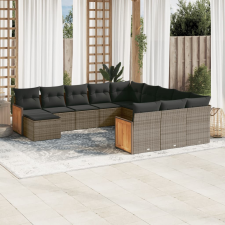 vidaXL 12 részes szürke polyrattan kerti ülőgarnitúra párnákkal kerti bútor
